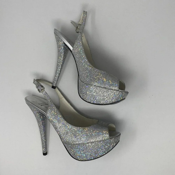 Stuart Weitzman Galactic Mini Glitter Heels 8 - Picture 1 of 11